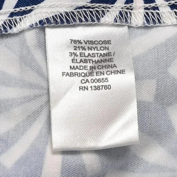 RW&CO. Pencil Skirt Blue White Floral/Starburst Pattern‎  Viscose Medium - Picture 5 of 5